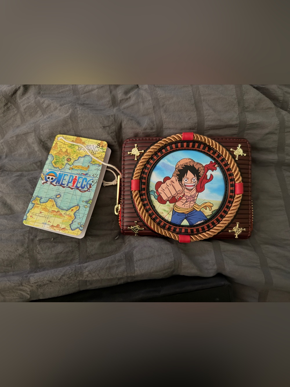 Loungefly One Piece Monkey D. Luffy Brown Red Blue Wallet
